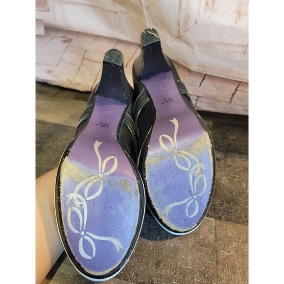 Poetic Licence purple 10 black bow heel formal shoe women's - Picture 6 of 12